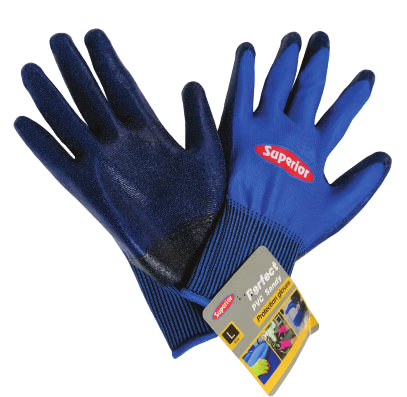 Gloves - Blue PVC Sandy Palm - Large (12 Pack)